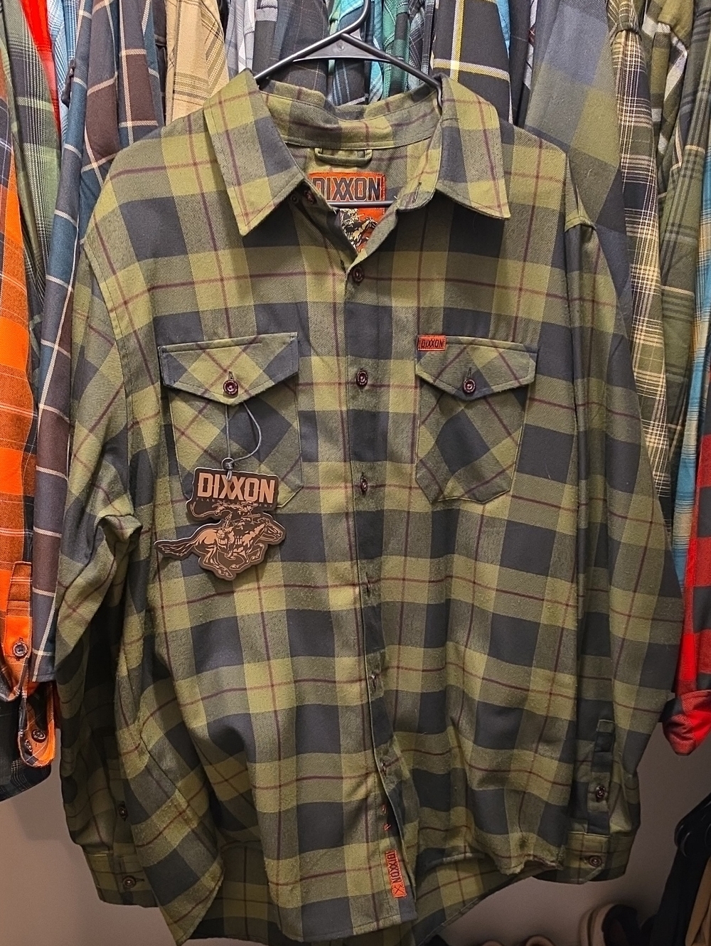 Dixxon 12 Gauge Men's Olive Green Plaid Button-Up Shirt